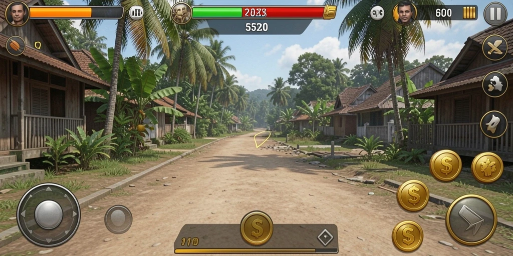 Adegan pertempuran epik melawan musuh yang tangguh.
